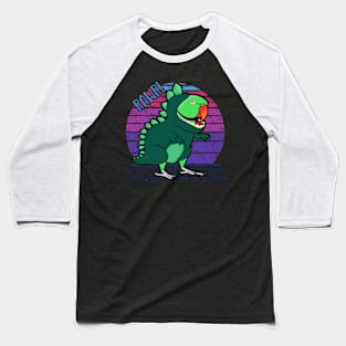 Vaporwave Green Indian Ringneck Dinosaur Baseball T-Shirt